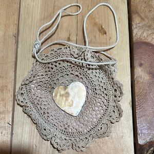 Vintage Crochet Heart Purse